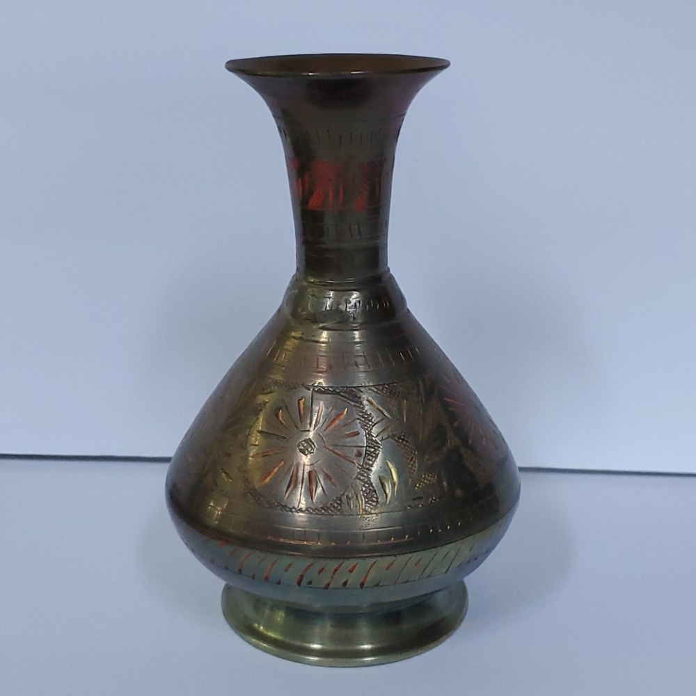 Etched Brass Vase